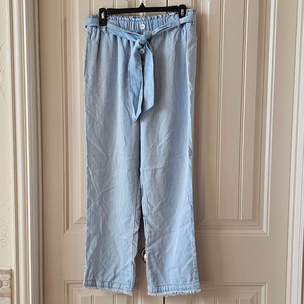 cloth & stone Light Blue Straight Leg Paperbag Waist Pants